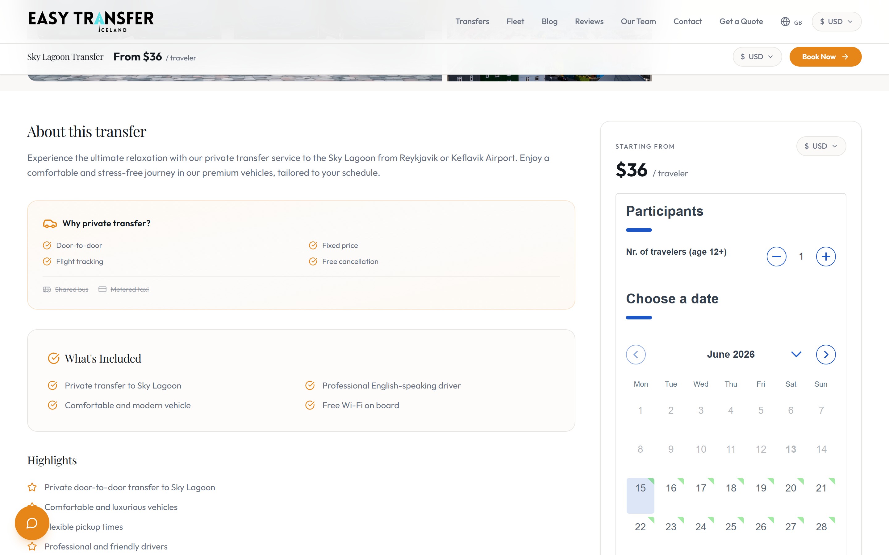EasyTransfer live booking flow