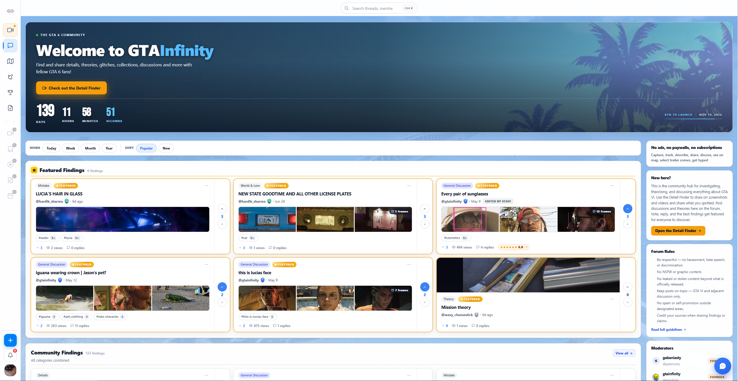 GTA Infinity community forum homepage